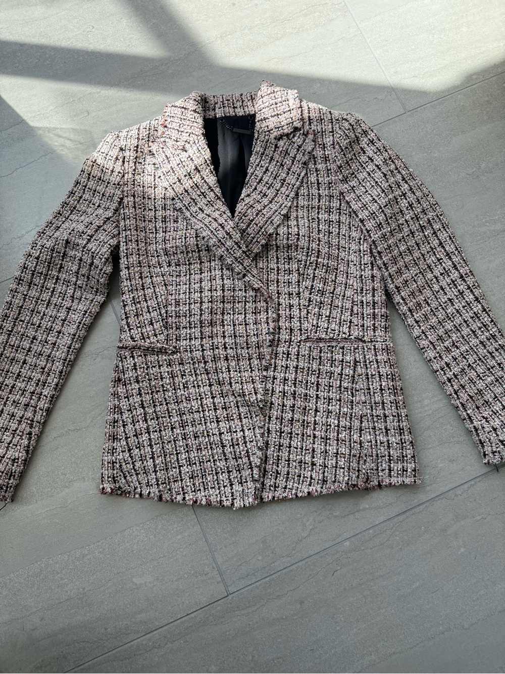 Elie Tahari Pink Tweed Tailored Blazer